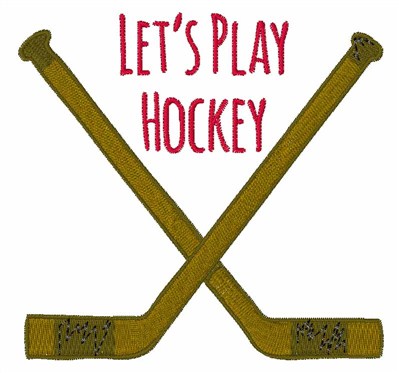 Lets Play hockey Machine Embroidery Design
