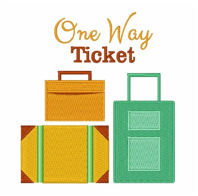 One Way Ticket Machine Embroidery Design