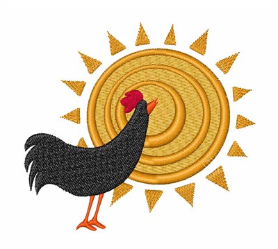 Sunrise Rooster Machine Embroidery Design