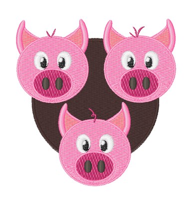 Three Pigs Machine Embroidery Design