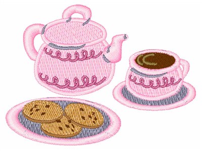 Tea Set Machine Embroidery Design