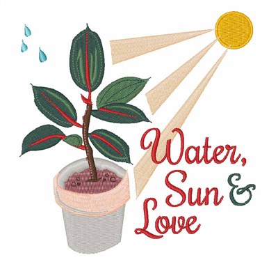Water Sun & Love Machine Embroidery Design