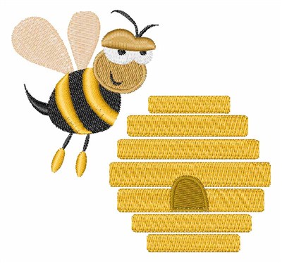 Bee & Hive Machine Embroidery Design