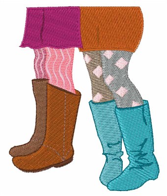 Girls Boots Machine Embroidery Design