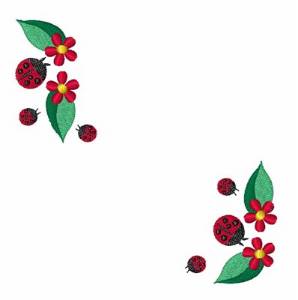 Picture of Ladybug Flowers Machine Embroidery Design