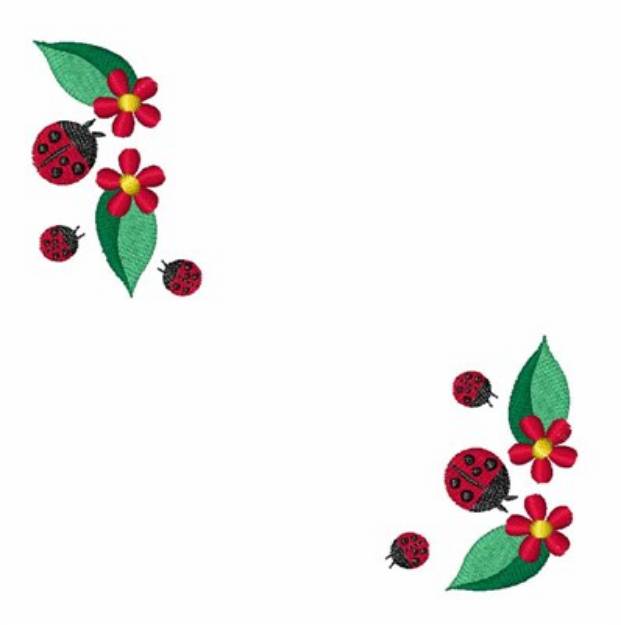 Picture of Ladybug Flowers Machine Embroidery Design