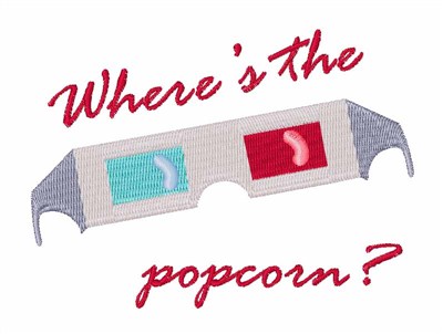 Wheres The Popcorn Machine Embroidery Design