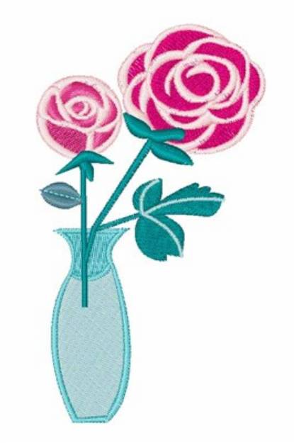 Picture of Rose Vase Machine Embroidery Design