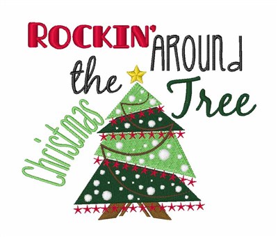 Rockin Christmas Tree Machine Embroidery Design
