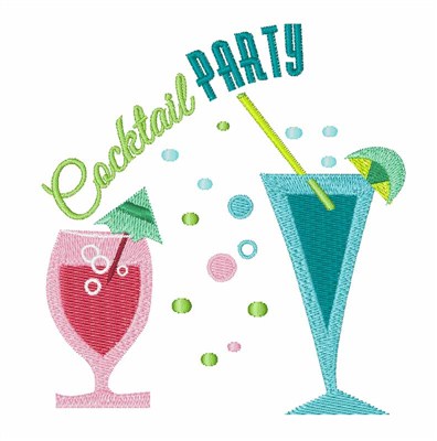 Cocktail Party Machine Embroidery Design