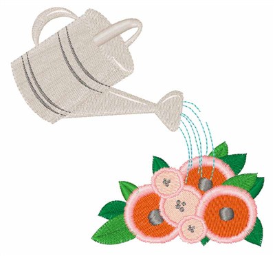 Watering Flowers Machine Embroidery Design