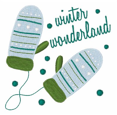 Winter Wonderland Mittens Machine Embroidery Design