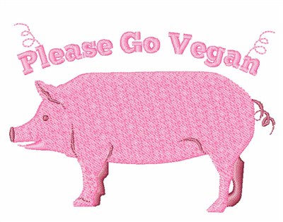 Please Go Vegan Machine Embroidery Design