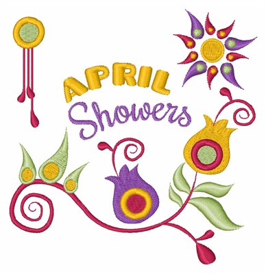 April Showers Machine Embroidery Design