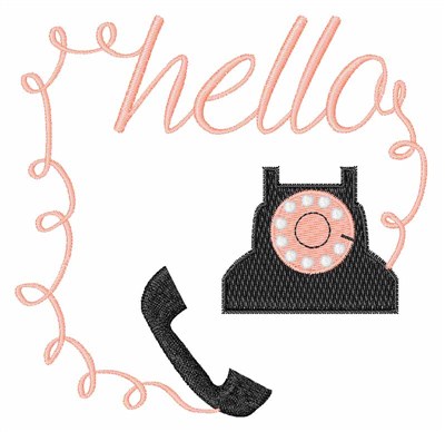 Hello Telephone Machine Embroidery Design