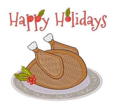 Happy Holidays Turkey Machine Embroidery Design