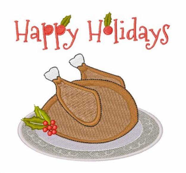 Picture of Happy Holidays Turkey Machine Embroidery Design
