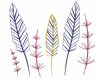 Feathers & Plants Machine Embroidery Design