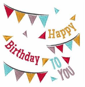 Picture of Happy Birthday Banner Machine Embroidery Design