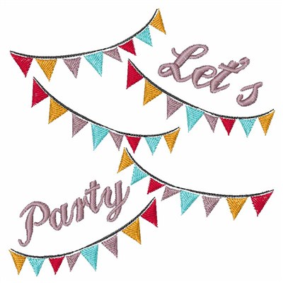 Lets Party Banner Machine Embroidery Design