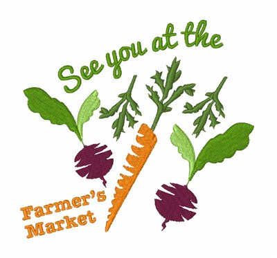 Farmers Market Carrots Beets Machine Embroidery Design