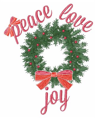 Peace Love Joy Wreath Machine Embroidery Design