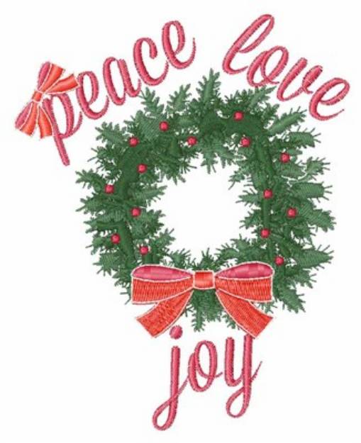 Picture of Peace Love Joy Wreath Machine Embroidery Design