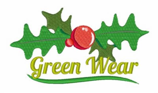 Picture of Green Wear Holly Machine Embroidery Design