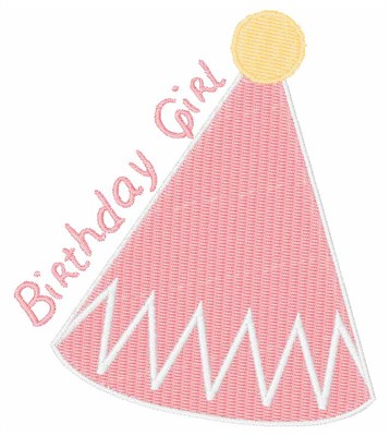 Birthday Girl Party Hat Machine Embroidery Design