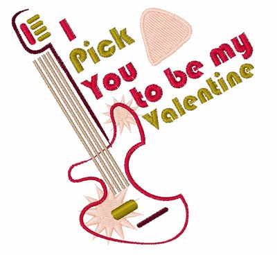 Be My Valentine Guitar Machine Embroidery Design