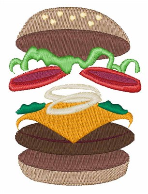 Cheese Burger Machine Embroidery Design