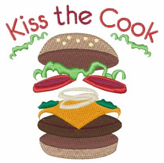Picture of Kiss The Cook Burger Machine Embroidery Design
