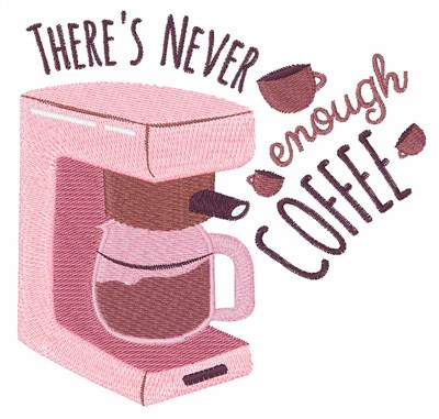 Enough Coffee Machine Embroidery Design