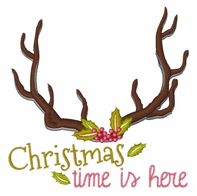 Christmas Time Antlers Machine Embroidery Design
