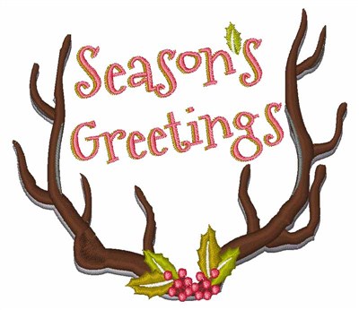 Seasons Greetings Antlers Machine Embroidery Design
