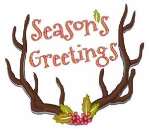 Picture of Seasons Greetings Antlers Machine Embroidery Design