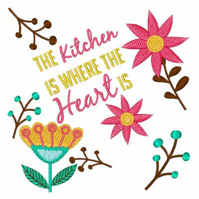 Kitchen Where Heart Is Machine Embroidery Design