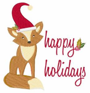 Picture of Happy Holidays Fox Machine Embroidery Design