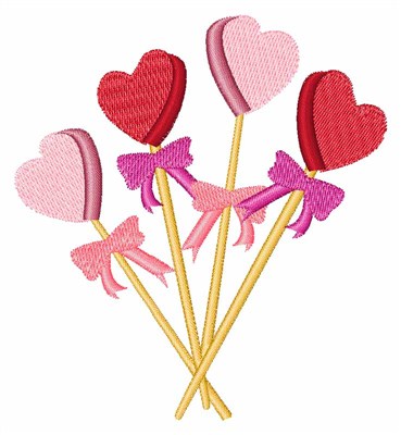 Valentine Heart Suckers Machine Embroidery Design