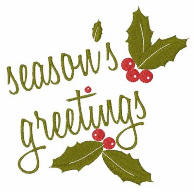 Picture of Seasons Greetings Holly Machine Embroidery Design