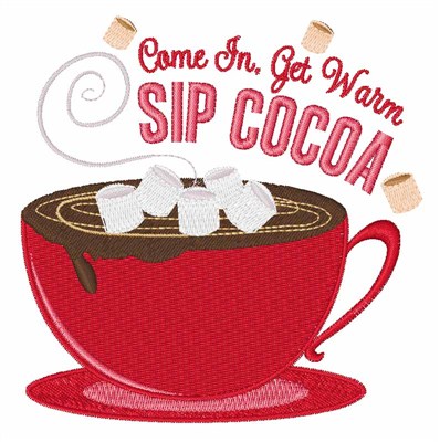 Sip Cocoa Machine Embroidery Design