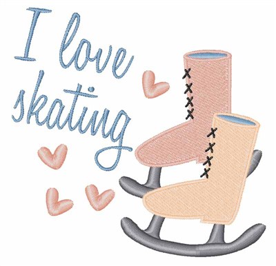 I Love Skating Machine Embroidery Design