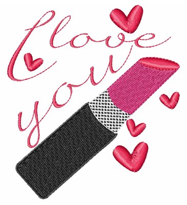 Love You Lipstick Machine Embroidery Design