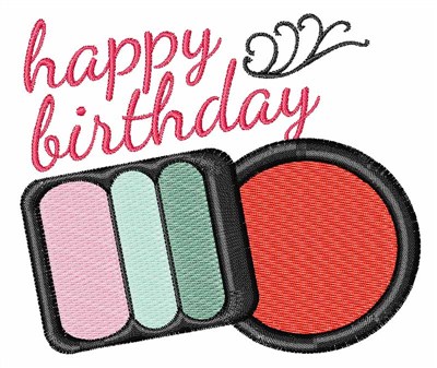 Happy Birthday Makeup Machine Embroidery Design