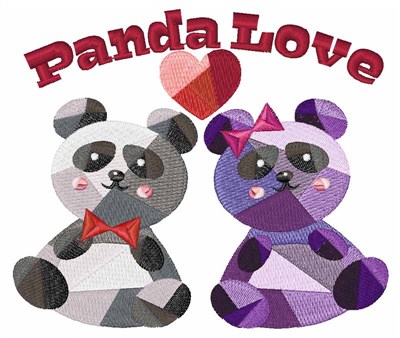 Panda Love Machine Embroidery Design