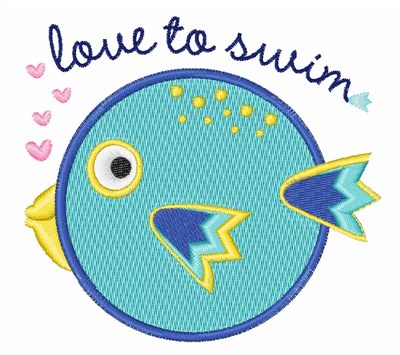 Love To Swim Machine Embroidery Design