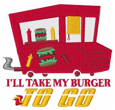 Burger To Go Machine Embroidery Design