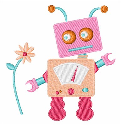 Cute Robot Machine Embroidery Design