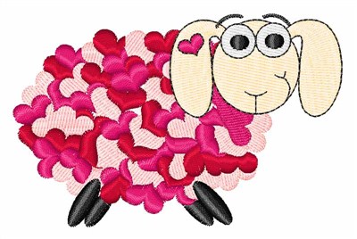 Valentine's Day Sheep Machine Embroidery Design