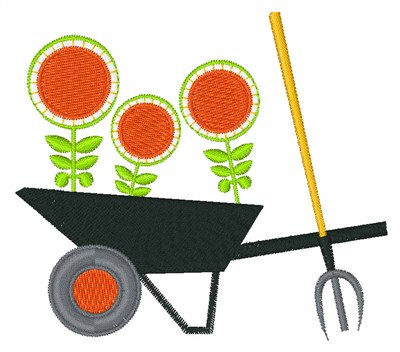 Garden Wheelbarrow Machine Embroidery Design